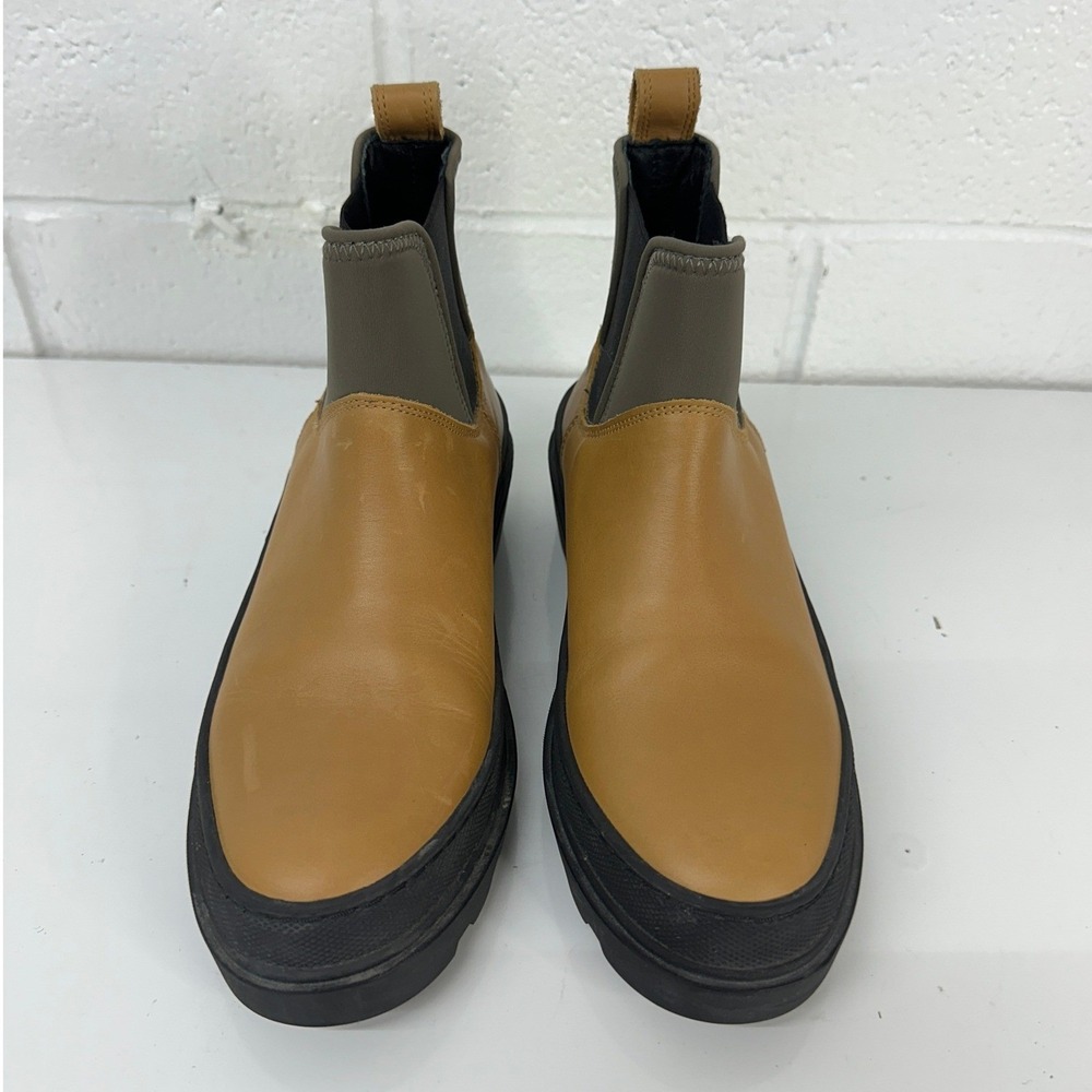 Cos Chelsea Boots Tan Leather Lug Sole Block Heel / Womens 8.5 View 3